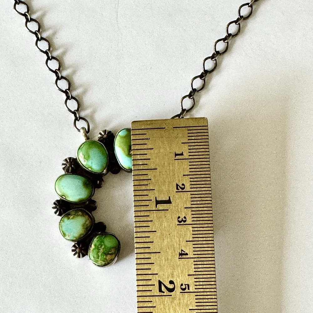 Navajo Naja Necklace Turquoise 18" Skeets Sterling Adjustable Squash on Chain - Picture 7 of 8